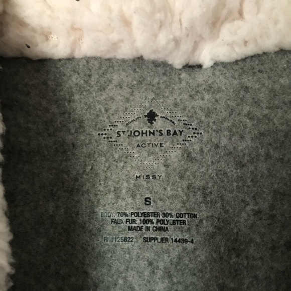 St Johns Bay Army Green Sweater with Wool Collar - Picture 3 of 3